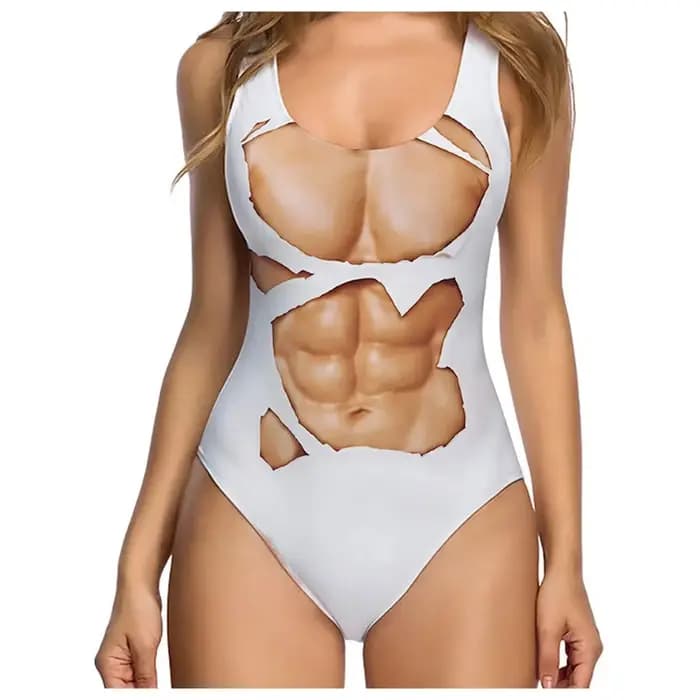 Costumes une pièce 2025 tendance femmes Sexy drôle 3D faux sein poilu drôle imprimé maillot de bain 