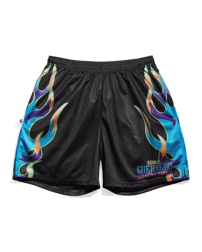 Shorts pour hommes imprimés flamme colorés, taille élastique avec cordon de serrage, Eddie Guerrero 