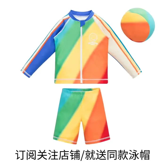 Maillot de bain à manches longues pour enfants, protection solaire de plage, fendu, moyen et grand, 