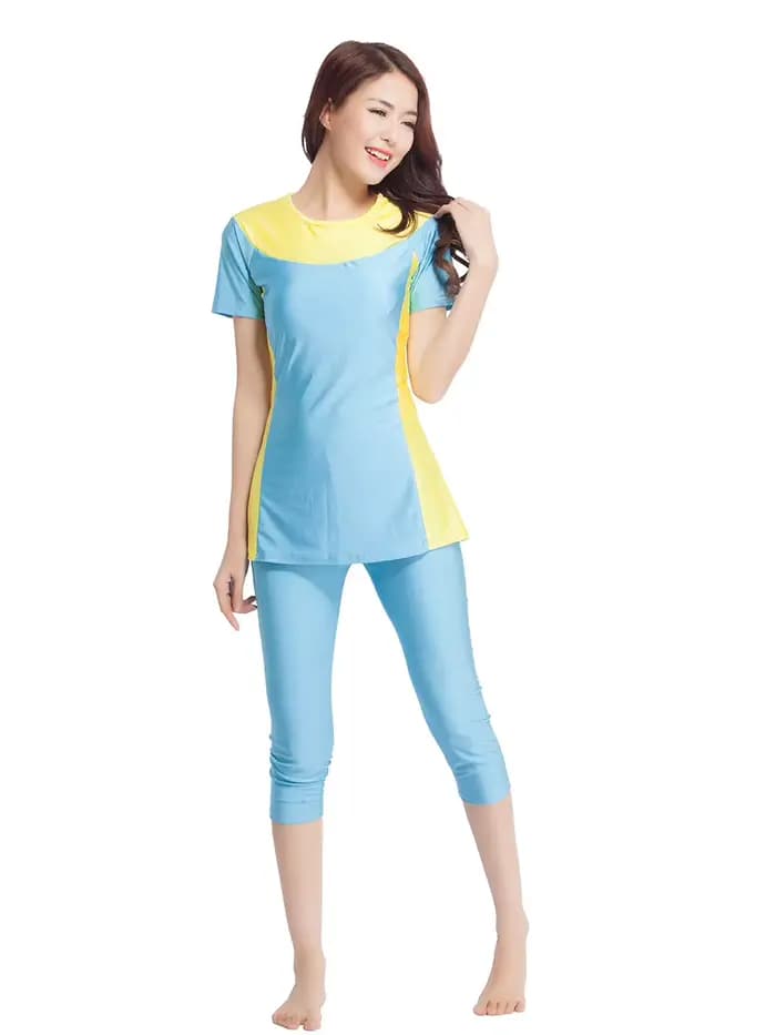Two Pieces Swimsuit For Girl Burkini Muslim Swimwear Fashion Modest Full Cover Islamic Summer Clothi