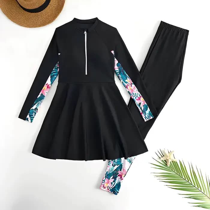 Maillot de bain deux pièces pour filles 2026 avec pantalon imprimé, tenue de bain pour enfants, vête