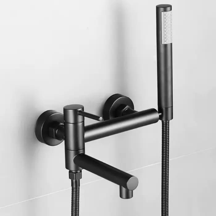Robinet de bain de douche mural en laiton avec bec de baignoire orientable et douchette à main, miti