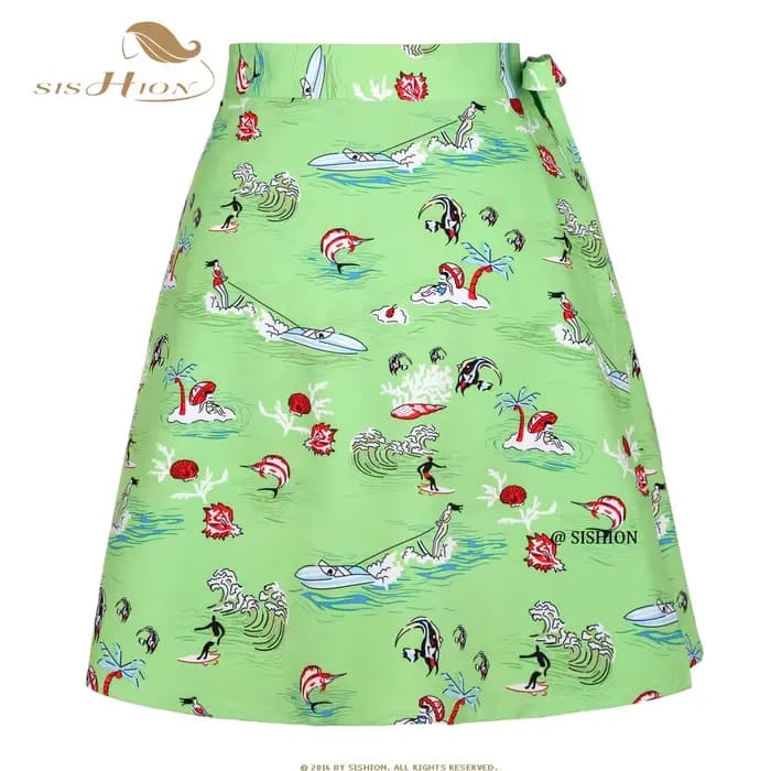 SISHION – jupe Sarong de plage, style Boho, Sexy, longueur aux genoux, verte, à envelopper rapidemen