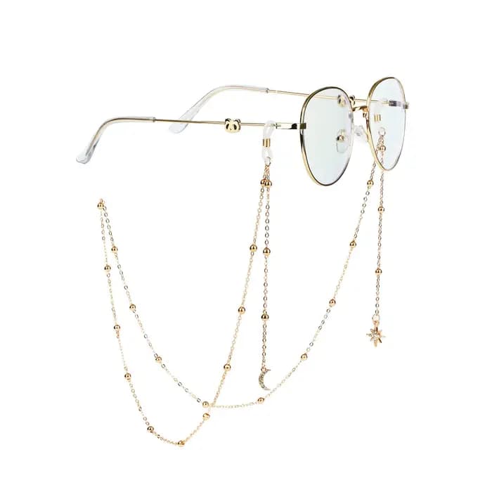 JOHollow Star Lunettes de soleil perlées pour femmes, lunettes de lecture, lanière, porte-lunettes, 