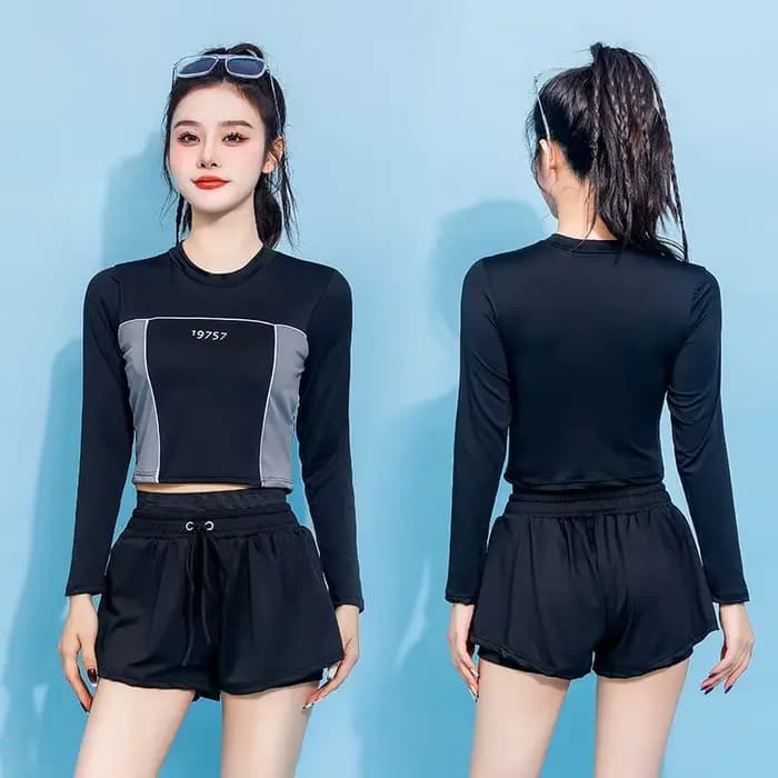 Maillots de bain pour femmes, Boxer fendu, pantalon, Style sportif, manches longues, Protection sola