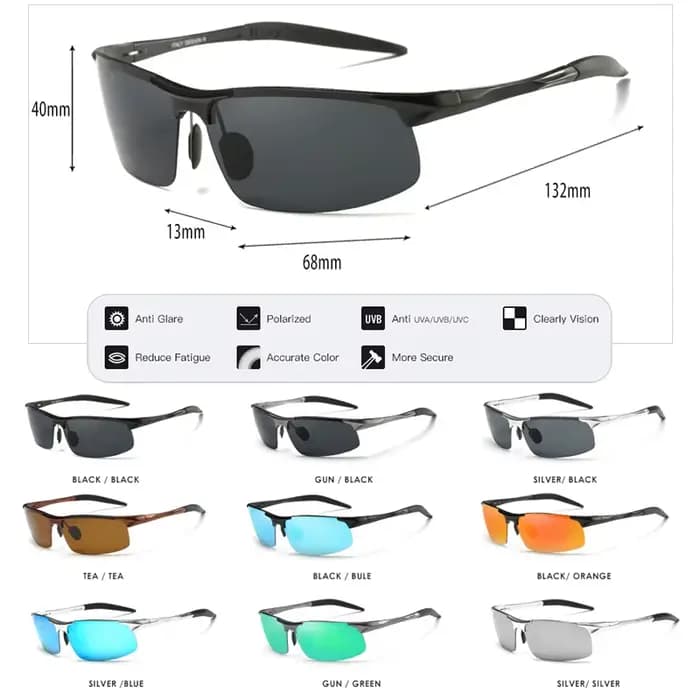 Lunettes de soleil classiques à monture en aluminium et magnésium, polarisées, pour hommes, lunettes