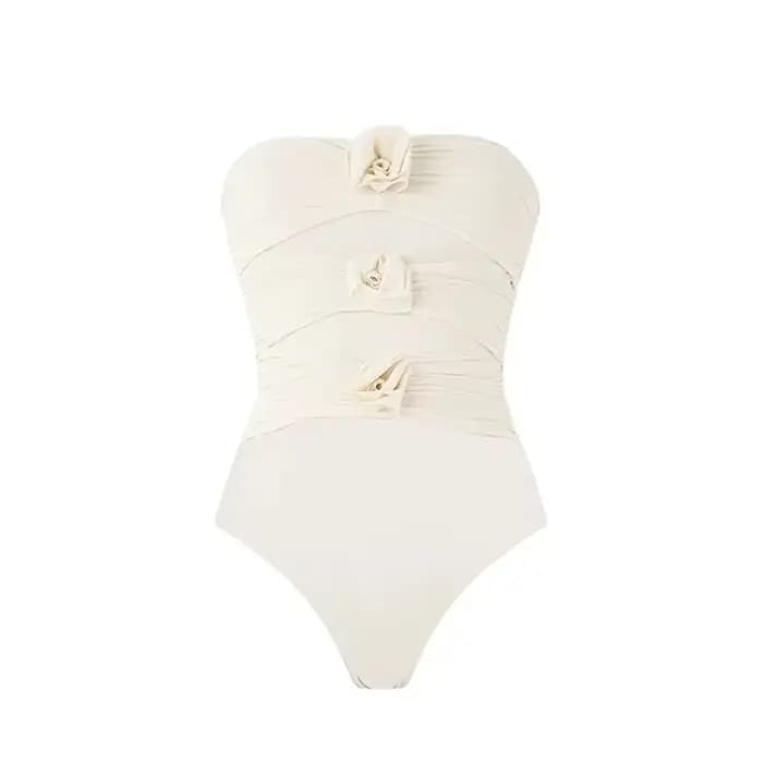 Ensemble Bikini deux pièces Push-Up à fleurs 3D pour femmes, soutien-gorge rembourré, maillot de bai