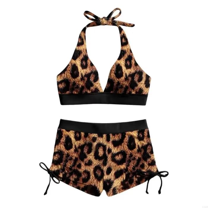 Maillot bain coloré deux pièces respirant pour femmes, short bain, conception séparée, Texture en Po