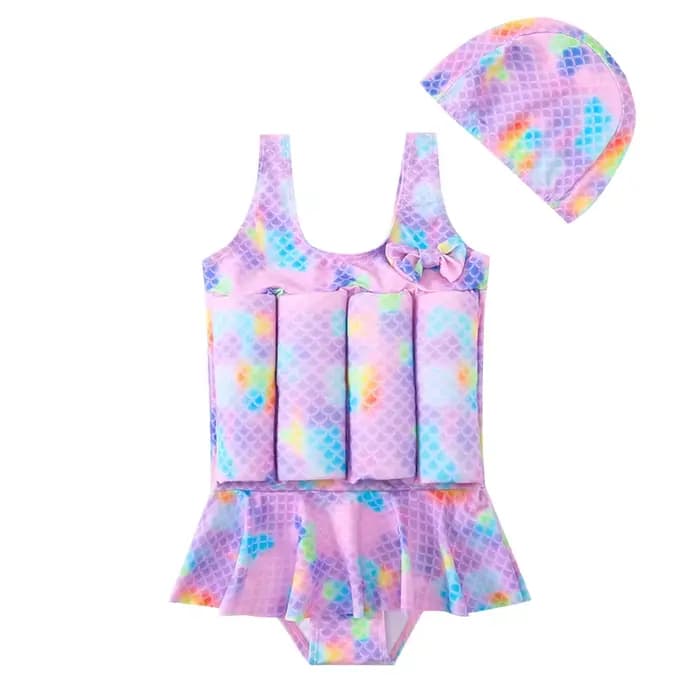Maillot de bain flottant pour fille, une pièce, pour enfants de 2 à 7 ans