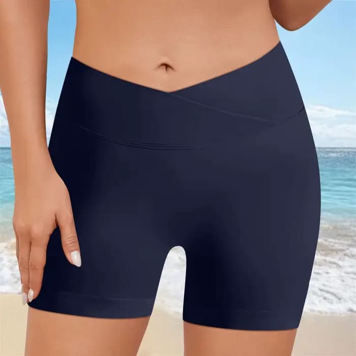 Short de bain amincissant taille haute pour femme, effet galbant et liftant, idéal pour la plage et 