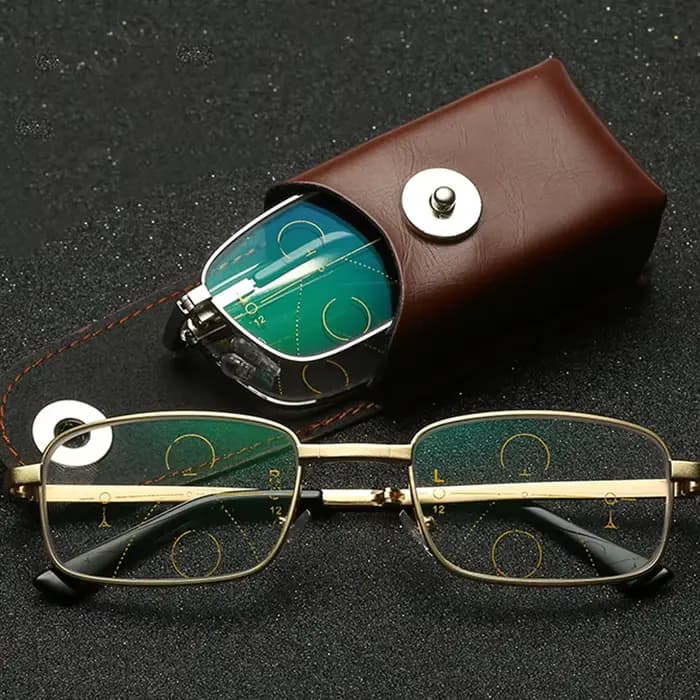 Lunettes de lecture pliantes lunettes biofocales progressives portables hommes Parent Anti-rayon ble