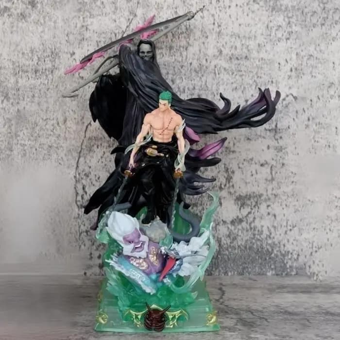 Figurine d'action One Piece Death Zoro de 22,5 cm/8,86 po, statue en PVC, modèle de collection, joue