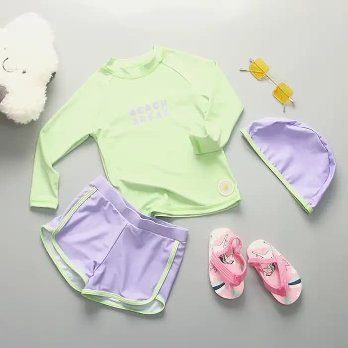 Maillot de bain à manches longues pour fille, protection UV, protection solaire, vêtements de plage,