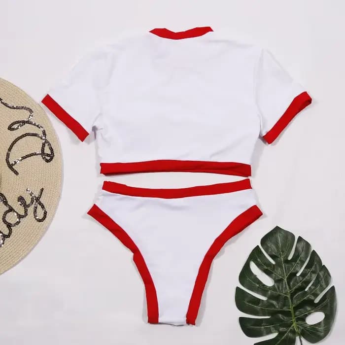 Maillot de bain deux pièces pour femmes, Sexy, col haut, Push Up, manches longues, sport, brésilien,