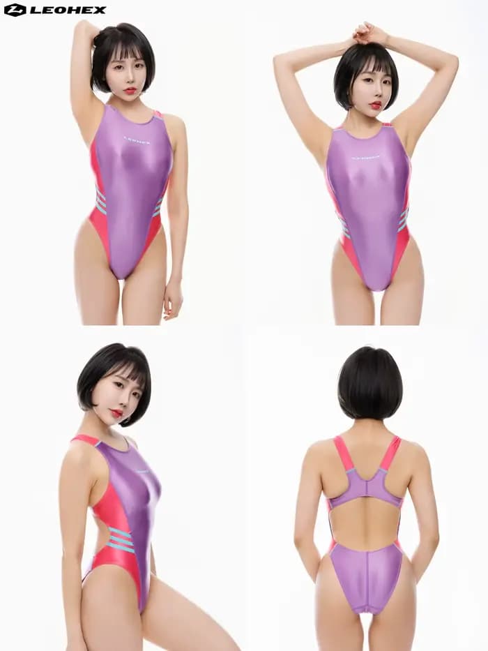 Maillot de bain une pièce brillant et sexy LEOHEX pour femme, coupe haute, pour l'entraînement sport