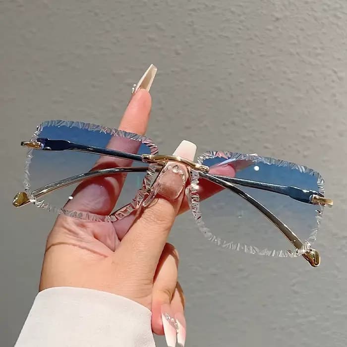 KAMMPT lunettes de soleil carrées sans monture hommes mode Vintage dégradé nuances décontractées fem