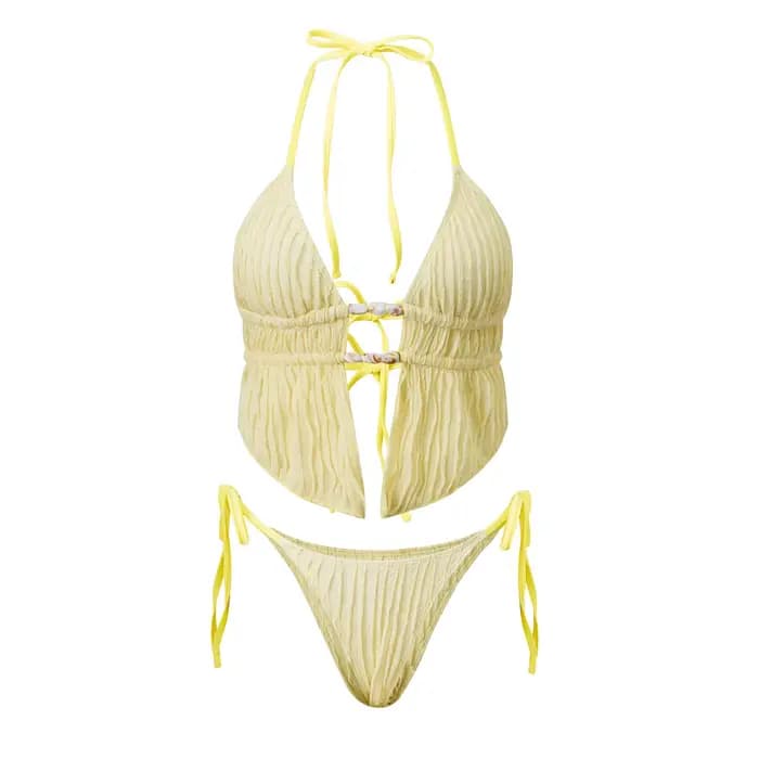 Lamuusaa – ensemble de bikini pour femmes, maillot de bain y2k, sans manches, col licou, soutien-gor
