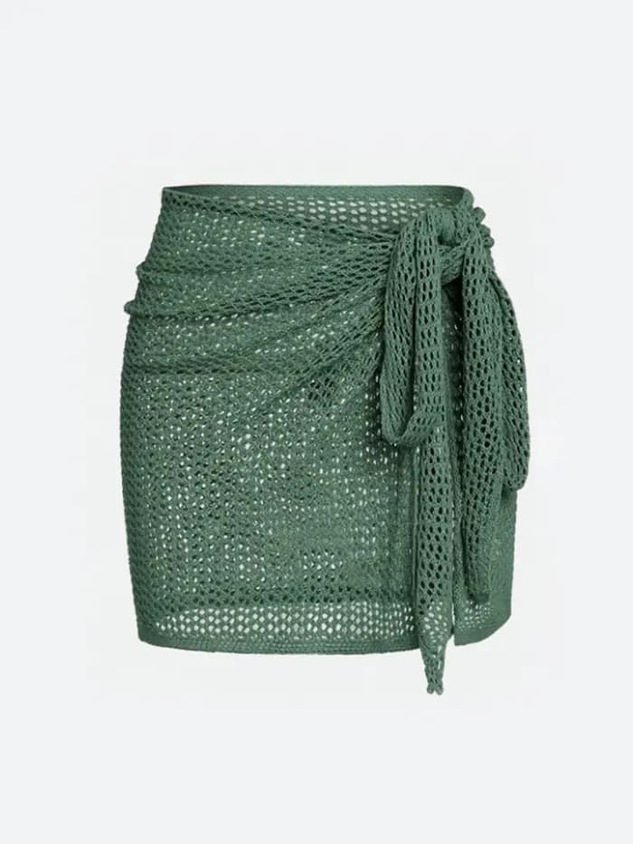 Jupe courte tricotée pour femmes, avec bretelles creuses et fente, chemise de plage Sexy pour l'été