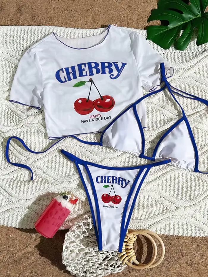 CHERRY Bikini 2026 nouveau maillot de bain Sexy et frais sensation maillot de bain trois pièces mail