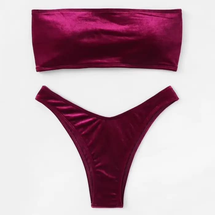 Velours Bikinis 2025 femmes brésilien Bandeau maillot de bain solide Sexy maillots de bain femme mai