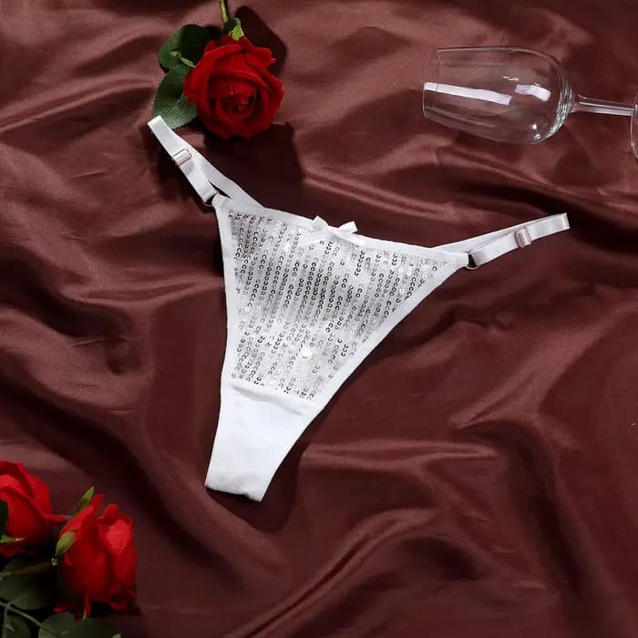 String pour femme réglable, sexy, double, fin, taille basse, scintillant, respirant, en dentelle, so