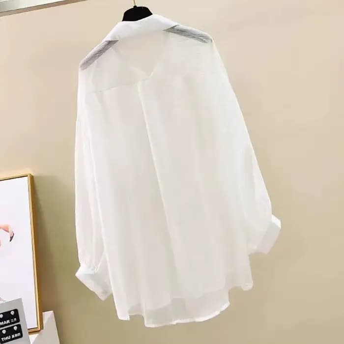 Chemise de protection solaire d'été, Perspective élégante, chemisier fin en mousseline de soie, coré