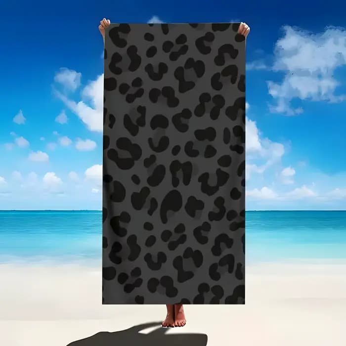 1 serviette de plage léopard noir et blanc, ultra-douce, séchage rapide, style chic, idéale pour la 