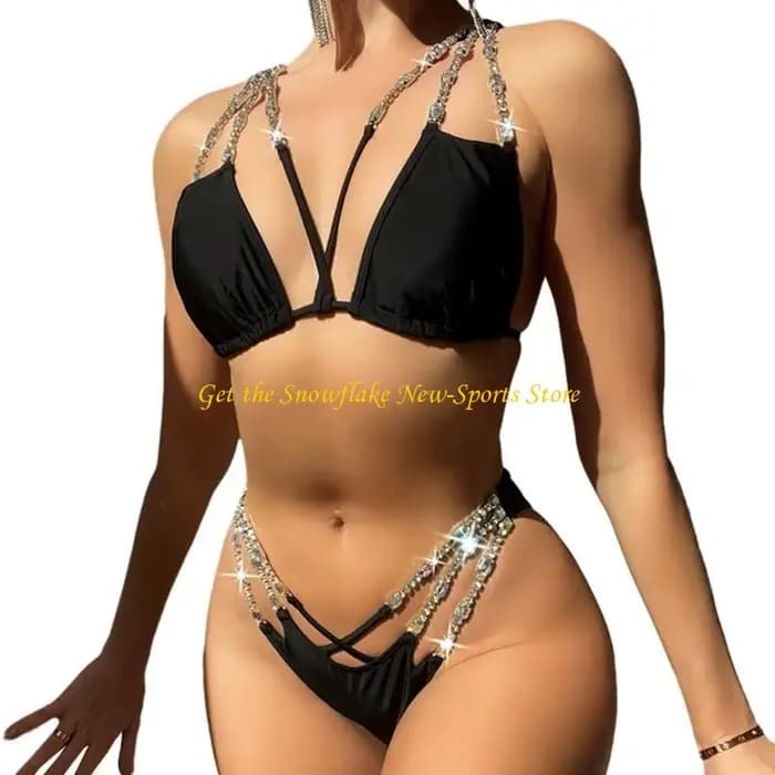 E56D femmes Sexy licou String Bikinis ensembles à bretelles maillots bain coupe haute String noué ma
