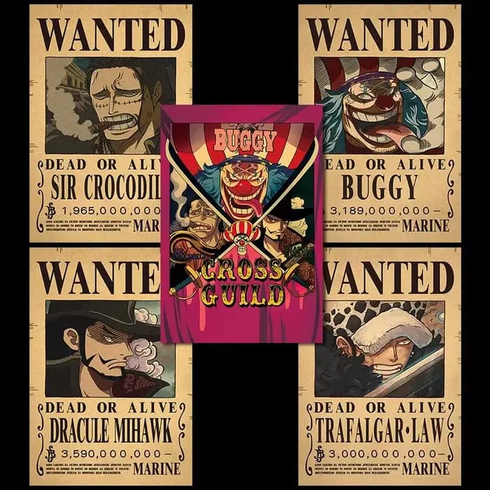 Anime Luffy Gear 5 une pièce primes recherché affiches 4 empereurs loi enfant figurines Vintage salo