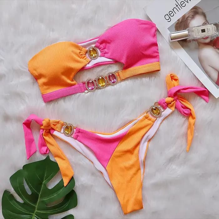 Luxuryt BanRibBikini-Maillot de bain en biscuits découpé pour femme