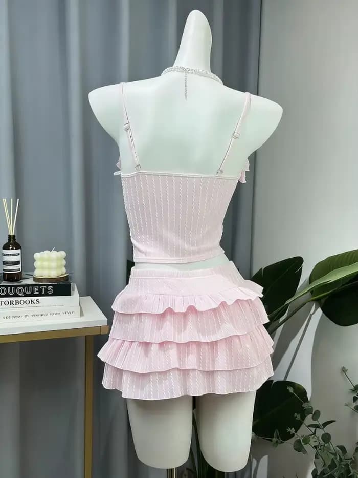 Ensemble de bikini à rayures style Sweet Lolita pour femmes