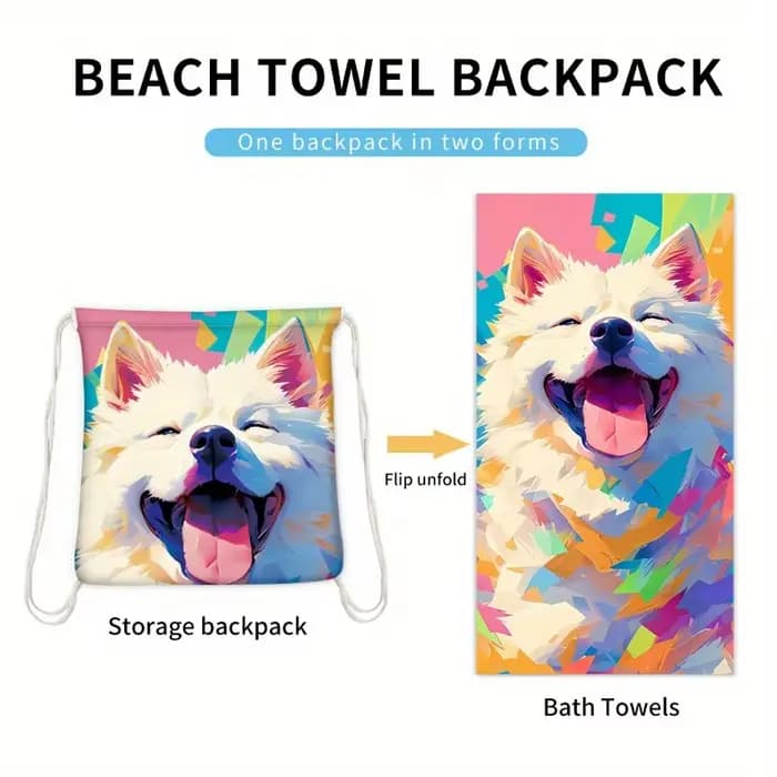 Serviette de plage pliable 2-en-1 pour l'extérieur
