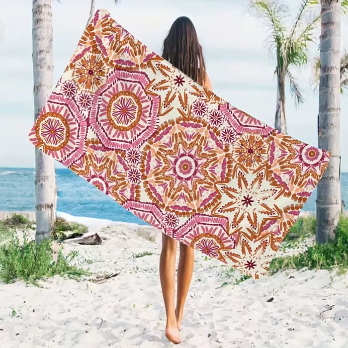 Serviettes de plage à séchage rapide en terre cuite Mandala, ultra légères, super absorbantes, un article indispensable pour l'été