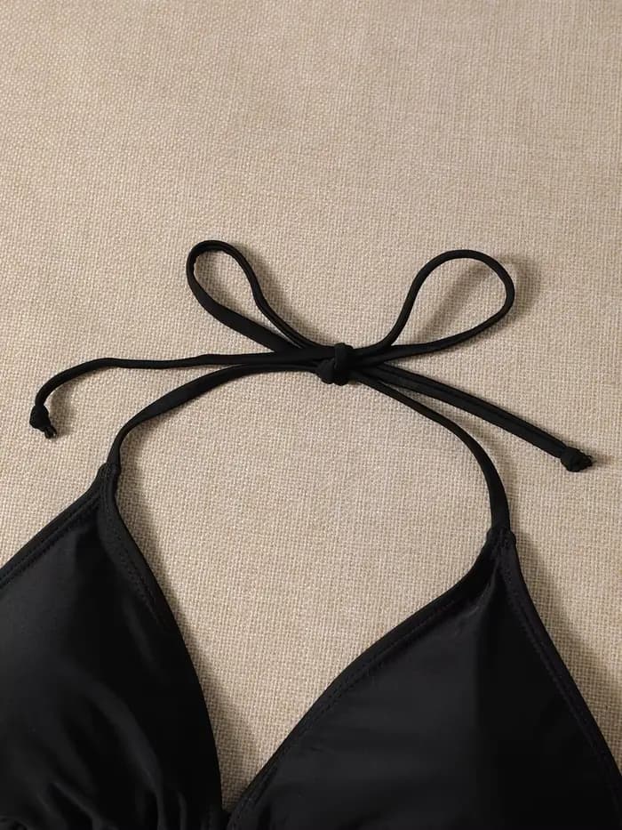 Maillot de bain bikini triangle noir sexy deux pièces pour femme – Tendance été