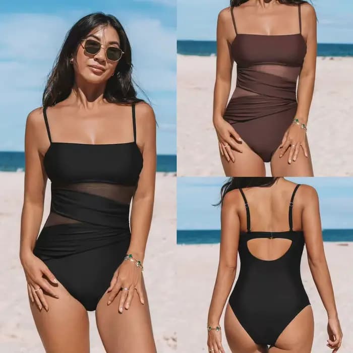 Maillot de bain une pièce sexy évidé pour femme, bikini croisé dos nu, maillot de bain sportif et tendance en tissu polyester de couleur unie