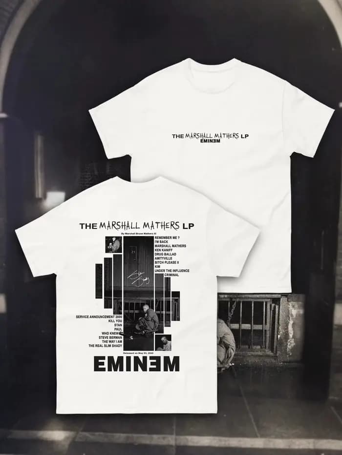 T-shirts imprimés graphiques Fashion Rapper Eminem "The Marshall Mathers LP" pour hommes et femmes, mode Hip Hop Streetwear, t-shirt en coton