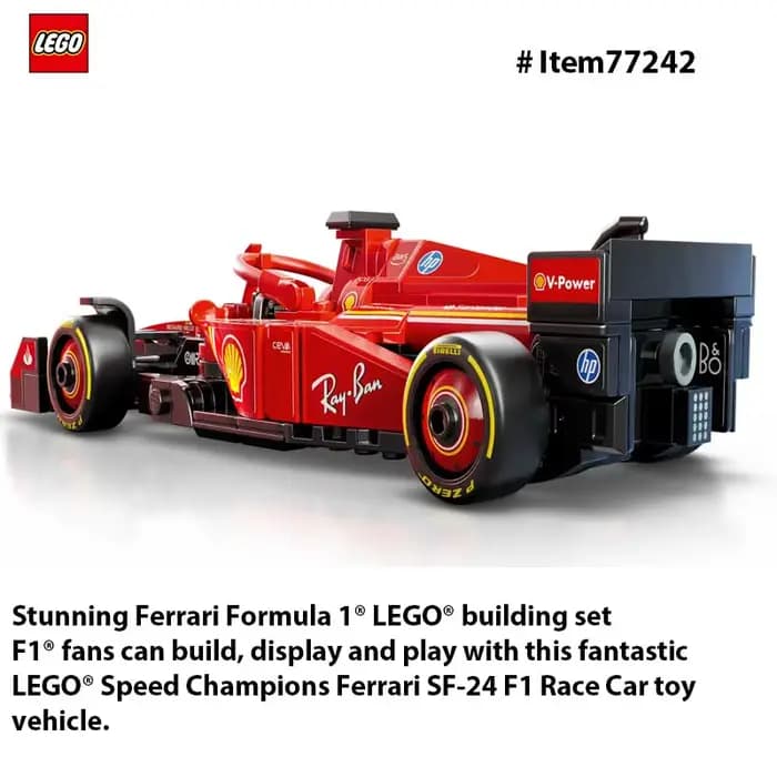 LEGO 77242 Speed Champions Ferrari SF-24 F1 voiture de course jouets-ensembles de construction pour enfants, Kits de voiture modèle Ferrari F1 pour Display275PCS