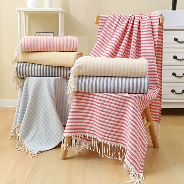 Serviette de plage turque rayée absorbante en polyester-coton