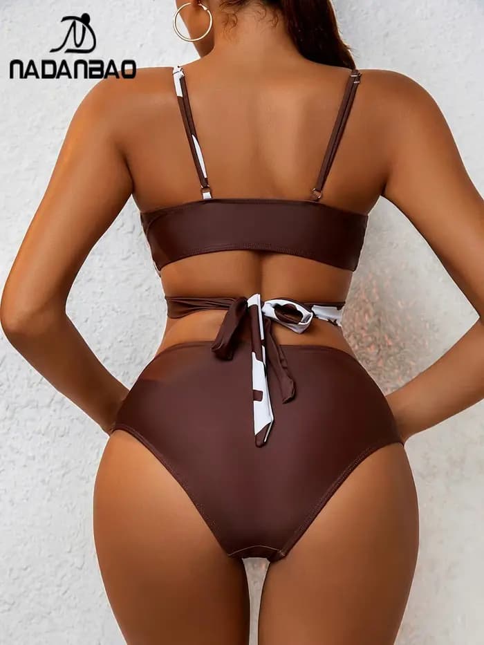 Nadanbao-Bikini de plage sexy à col en V pour femme