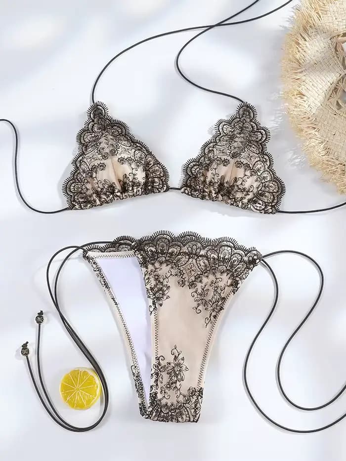 Sexy dentelle creuse Bikinis Patchwork maillot de bain femmes maillots
