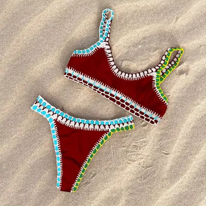 Crochet Bikini 2025 Bandeau Biquini femmes Sexy maillot de bain femme Push Up maillots de bain solide Patchwork maillot de bain crochet maillots de bain