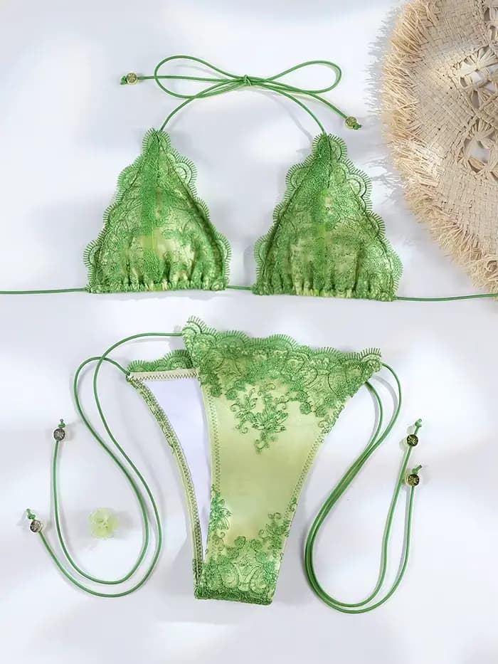 Sexy dentelle creuse Bikinis Patchwork maillot de bain femmes maillots