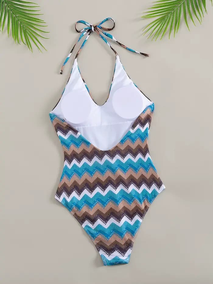Maillot de bain une pièce à motifs en Zigzag