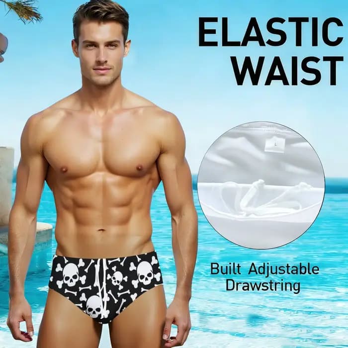 Maillot de bain Punk Skull pour hommes, léger, confortable, antidérapant, short de plage, de surf, slip de bain, maillot de bain sexy, Bikini