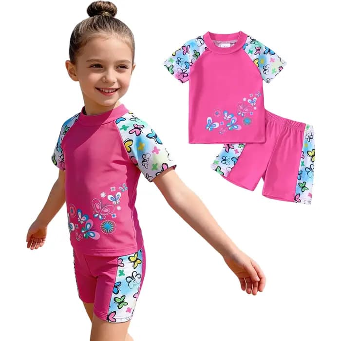 Maillot de bain imprimé décontracté 2 pièces pour petites filles