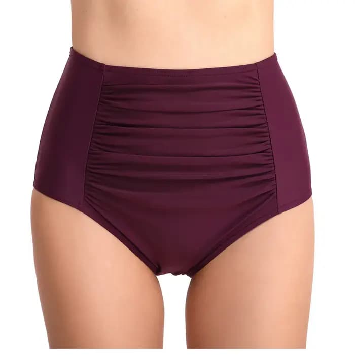 Short de bain brésilien froncé plissé solide pour femmes, bas Vintage personnalisé pour dames