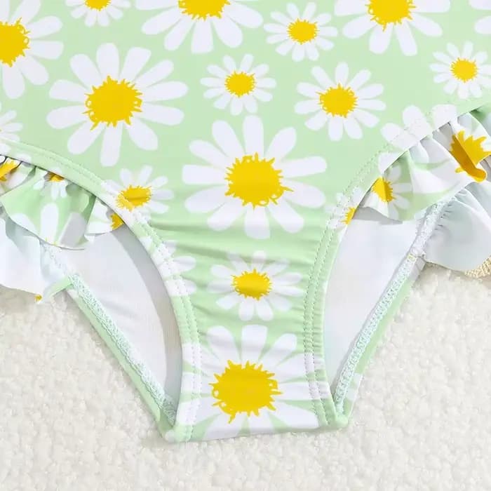 Maillot de bain une pièce imprimé Floral, extensible, à volants, sans manches, pour enfants de 2 3 4 5 6 ans, été