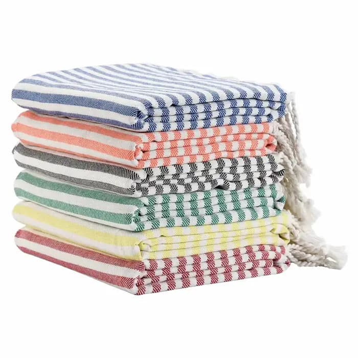 Serviettes de plage à rayures turques en vrac avec sac de voyage