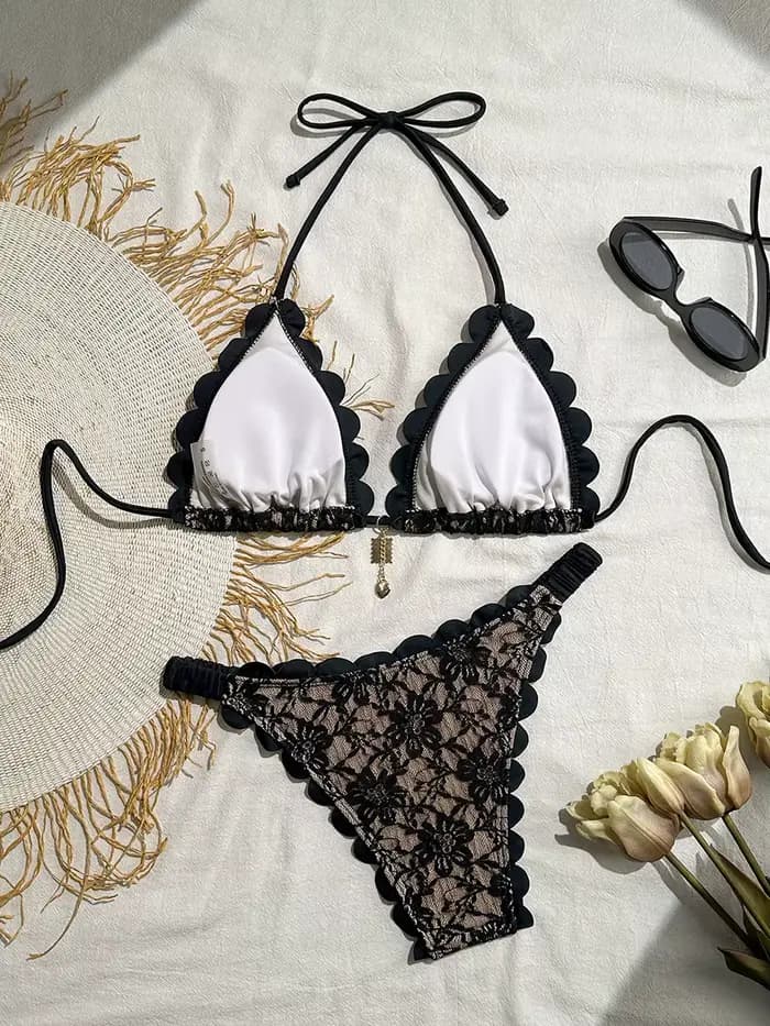 Micro Bikini Sexy Maillots de Bain pour Femmes 2026 Ensemble Bikini Brésilien en Dentelle String Biquini Maillots de Bain Noirs Tenues de Plage Féminines