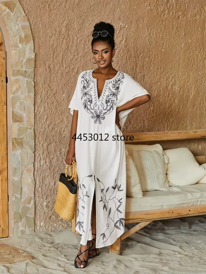 Maillot de bain brodé caftan robes tenue d'été pour femmes